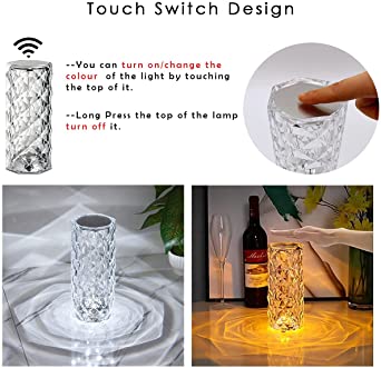 16 Colors Diamond Rose Crystal Lamp Bedside Acrylic Usb Rechargeable Table Lamp Hazaaz.com