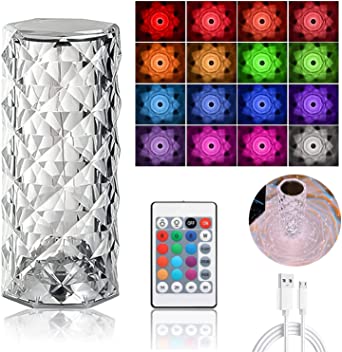 16 Colors Diamond Rose Crystal Lamp Bedside Acrylic Usb Rechargeable Table Lamp Hazaaz.com