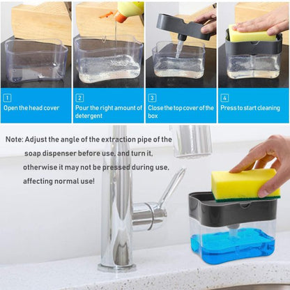 2-in-1 Dishwashing Liquid Box Soap Pump Dispenser Sponge Holder hazaaz.com