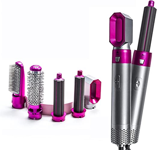 5 In 1 Hair Dryer And Styler | Hot Air Brush | Hair Volumizer | Straightener And Curler - Hazaaz.com