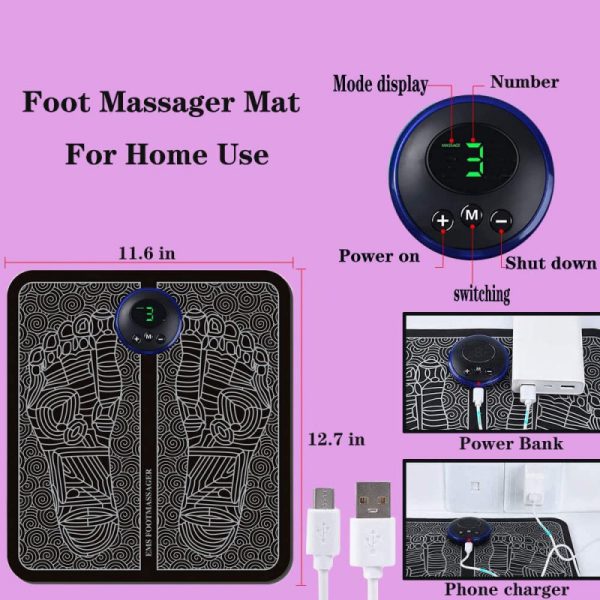 Ems Foot Massager Mat Electric Usb Charging Smart Display Tens Acupuncture Feet Cushion Blood Circulation Pad Health Care Home (hazaaz.com)