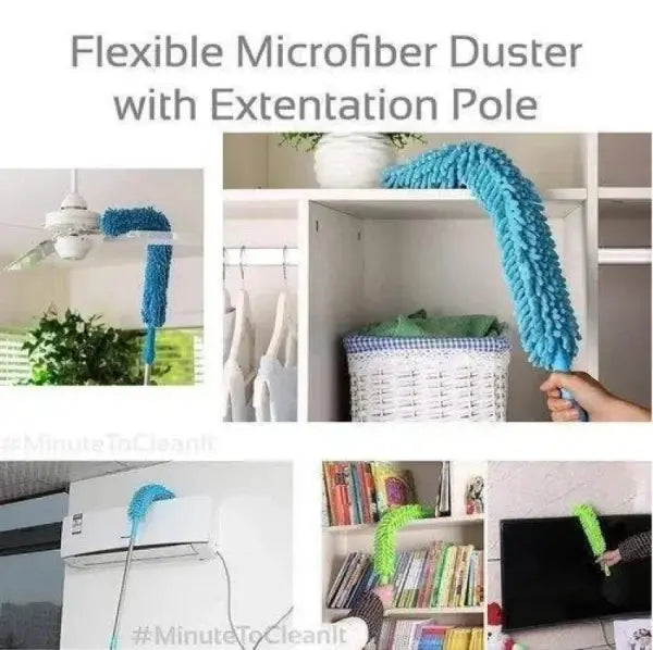 Flexible Micro Fiber Duster With Telescopic Stainless Steel Handle - Hazaaz.com