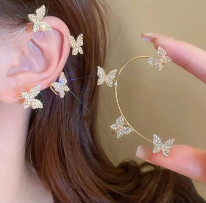 Golden Butterfly Earcuff Pair For Girls - Hazaaz.com