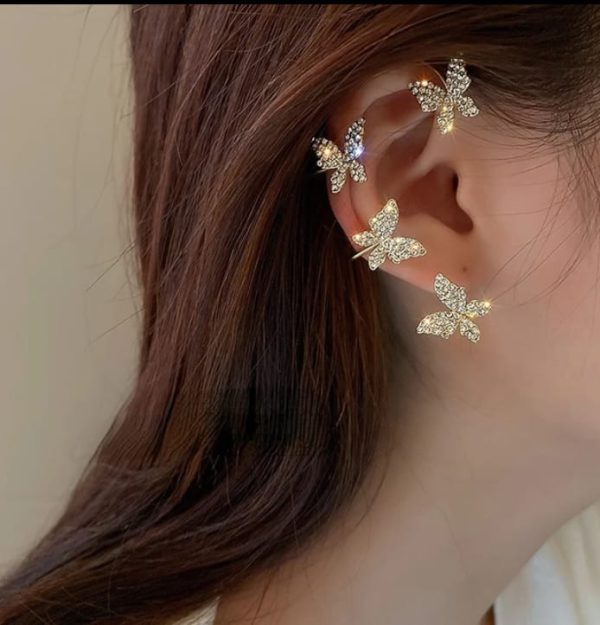 Golden Butterfly Earcuff Pair For Girls - Hazaaz.com