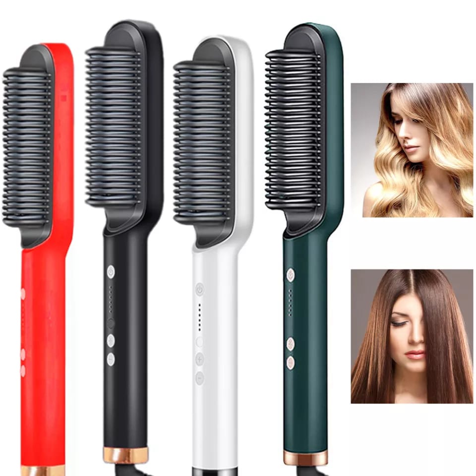 Hair Straightener (2-in-1 Hair Brush Curler & Straightener) hazaaz.com