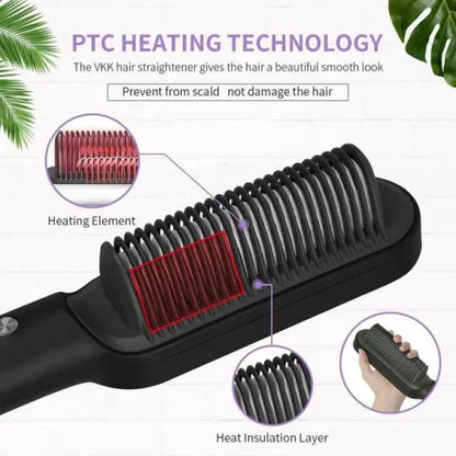 Hair Straightener (2-in-1 Hair Brush Curler & Straightener) hazaaz.com