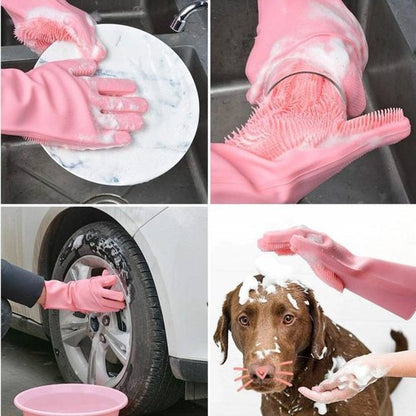 Silicone Washing Full Finger Gloves – For Home - Hazaaz.com