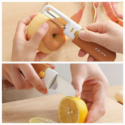 Stainless Steel 2 In 1 Fruit Cutting Knife With Peeler For Peeling And Cutting - Hazaaz.com