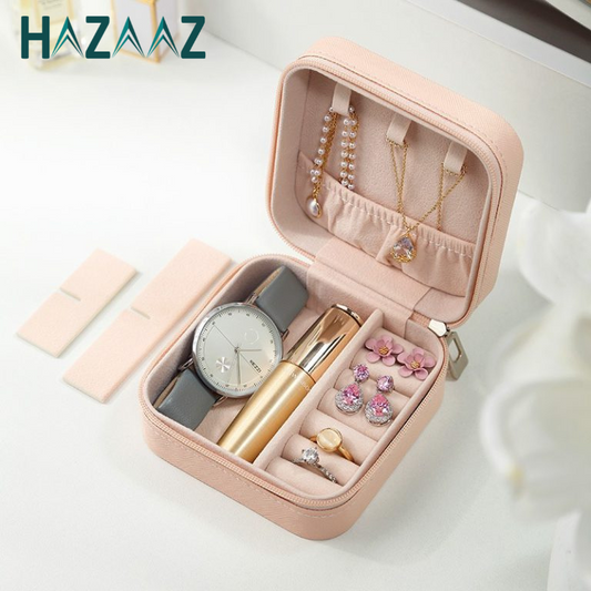 Travel Leather Pocket Jewellery Organizer With Box - Hazaaz.com