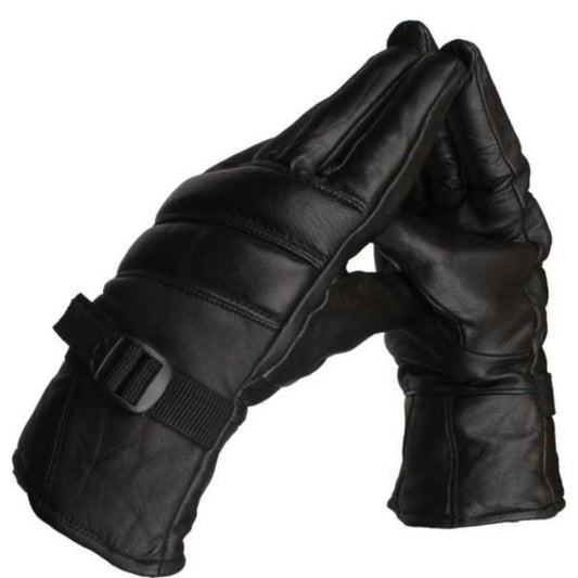 Winter Gloves Leather Gloves Black Leather Biker Gloves For Men Motorbike Winter Gloves - Hazaaz.com