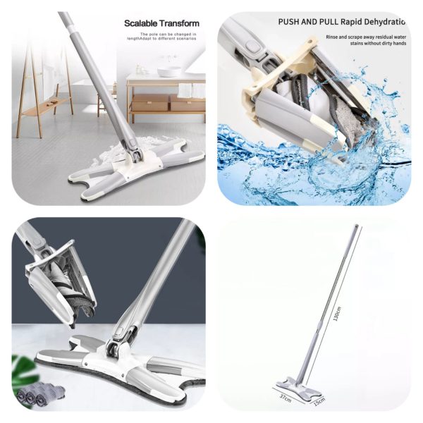 X Mop Manual Extrusion Hand-free Flat Squeeze Mop Household Cleaning Tool - Hazaaz.com