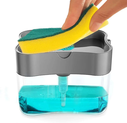 2-in-1 Dishwashing Liquid Box Soap Pump Dispenser Sponge Holder hazaaz.com