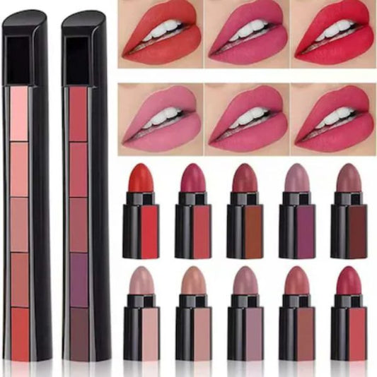 5 In 1 Matte Lipsticks Waterproof - hazaaz.com