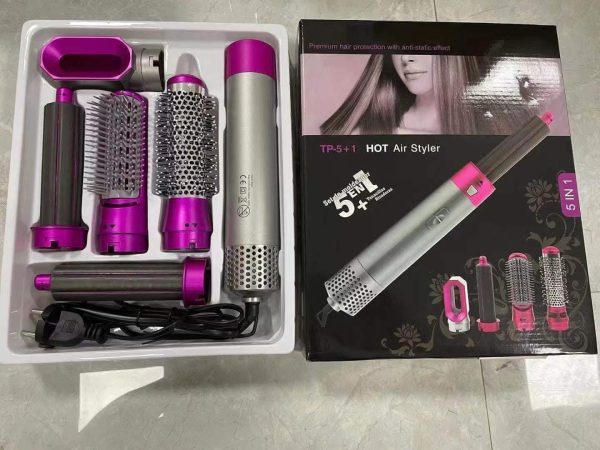 5 In 1 Hair Dryer And Styler | Hot Air Brush | Hair Volumizer | Straightener And Curler - Hazaaz.com